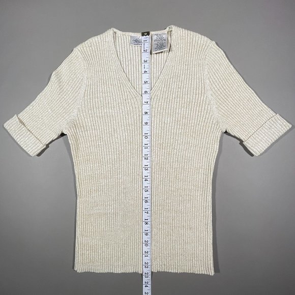 Kathie Lee Collection Top with Gold Sparkles Ribbed Stretch Ladies Small‎ 4/6 - Picture 3 of 10